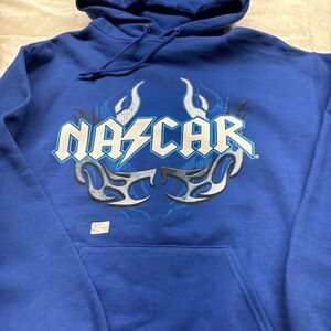 Jerzees NASCAR Blue Sweatshirt Hoodie Cotton Polyester Blend Adult Size L -NWT